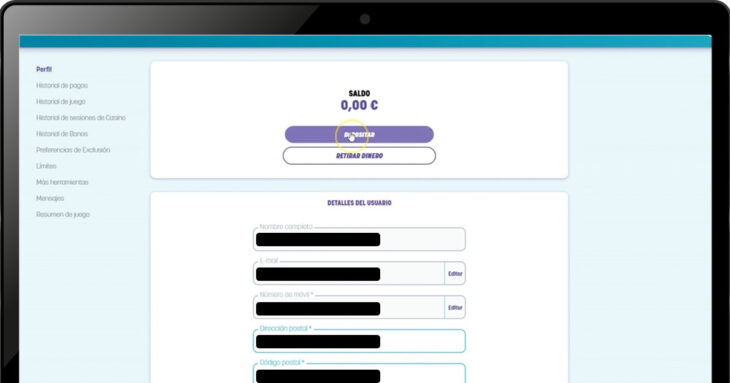 Perfil de usuario para depositar por transferencia bancaria